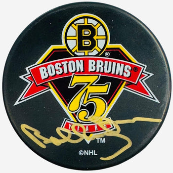 Bobby Orr Autographed Boston Bruins 75Th Year Anniversary Puck (Jsa)