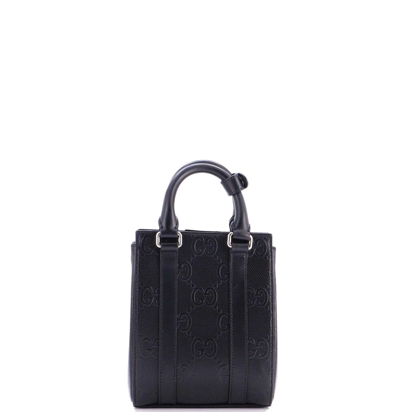 Gucci Vertical Tote Gg Embossed Perforated Leather Mini
