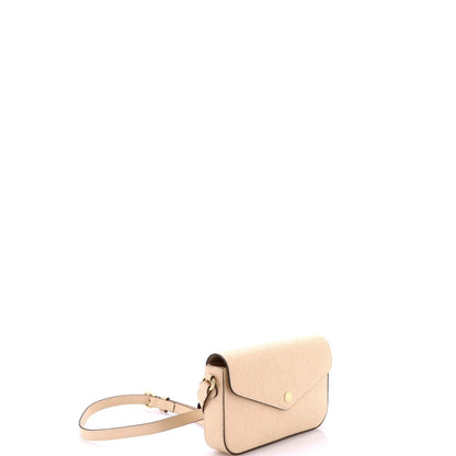 Gucci Envelope Flap Crossbody Bag Jumbo Gg Embossed Leather Super Mini