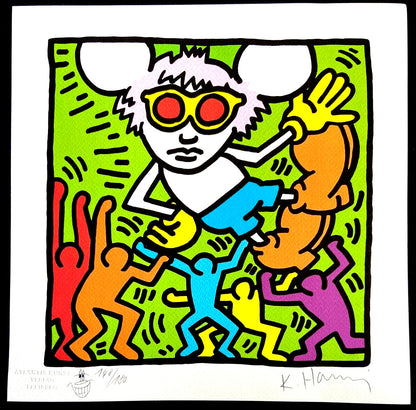 Keith Haring Lithograph 'Andy Mouse' Coa Signature Stamp