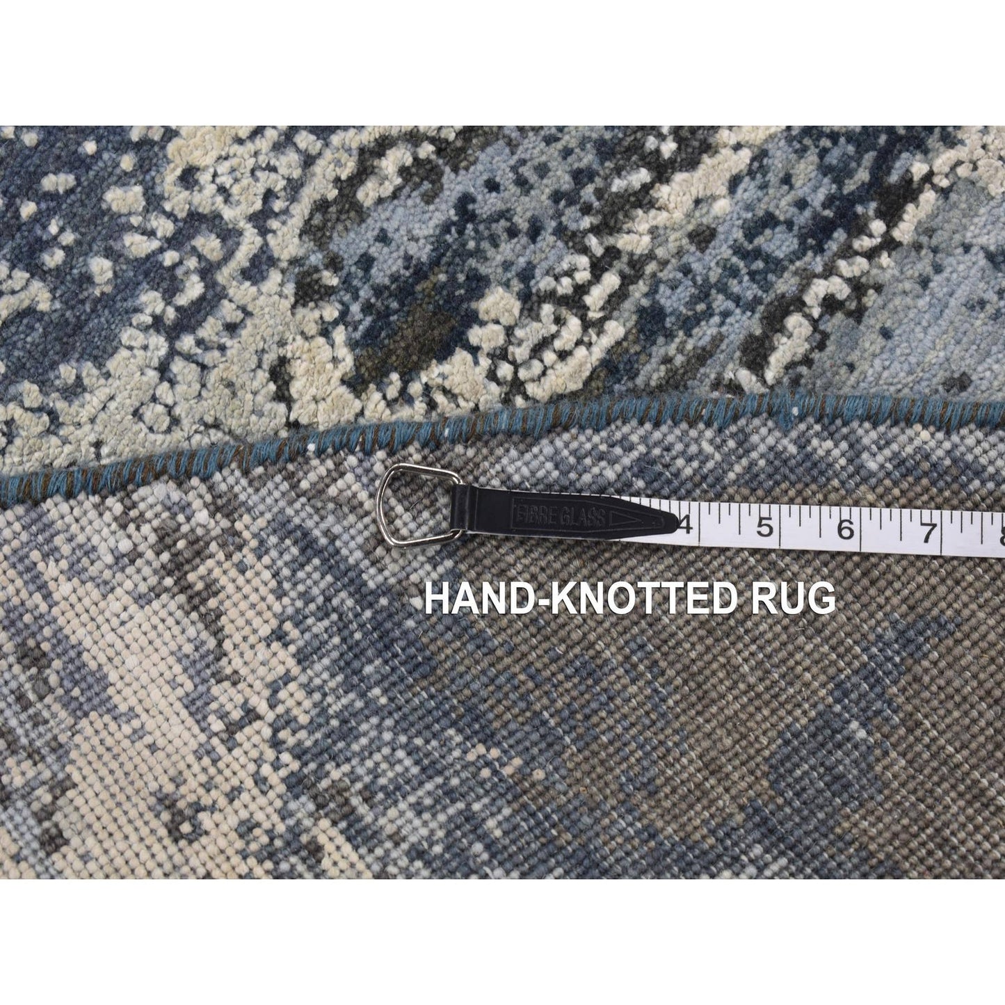 8'1"X8'1" Blue Galaxy Design Wool And Silk Hand Knotted Round Rug