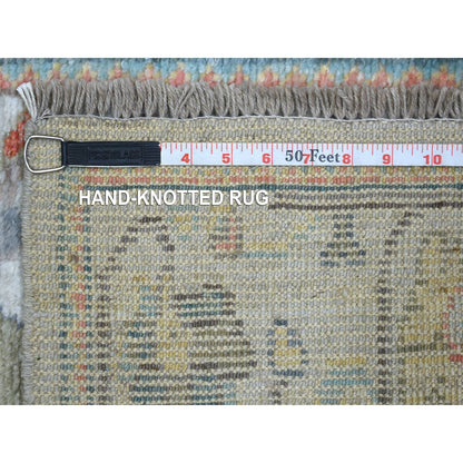 2'6"X16'1" Gray, Pure Wool Hand Knotted Afghan Angora Ushak Xl Runner Rug