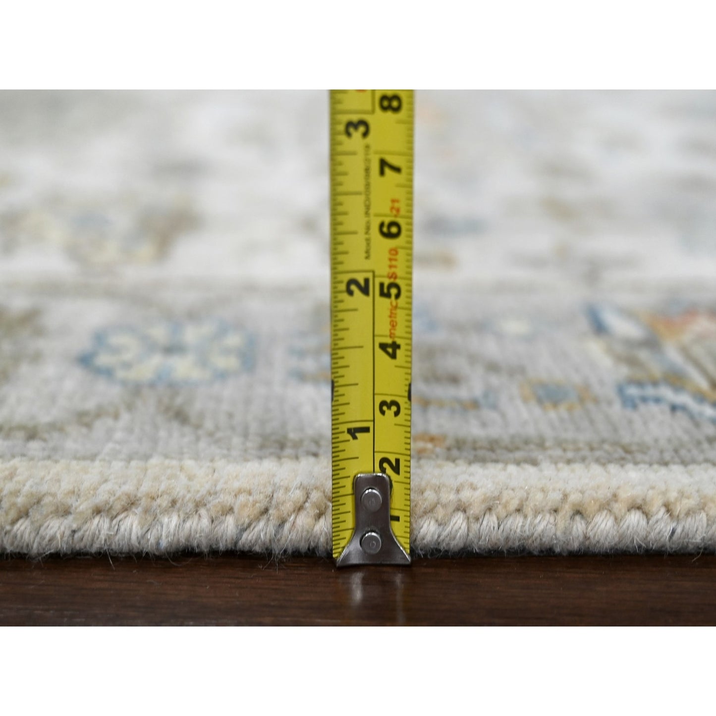 2'9"X17'10" Ivory Shiny Wool Hand Knotted Karajeh Design Xl Runner Rug