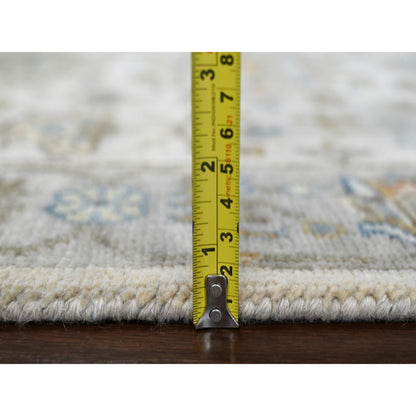 2'9"X17'10" Ivory Shiny Wool Hand Knotted Karajeh Design Xl Runner Rug