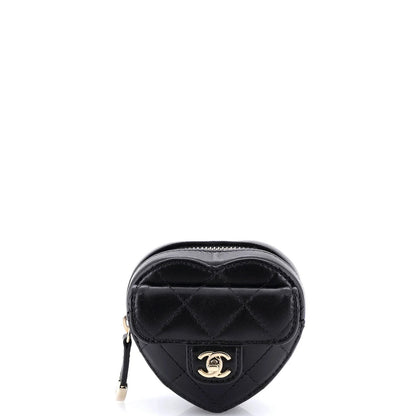 Lambskin Chanel CC in Love Heart Arm Zip Coin Purse Quilted
