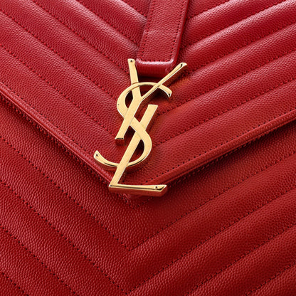 Saint Laurent Classic Monogram Envelope Satchel Matelasse Chevron Leather Large