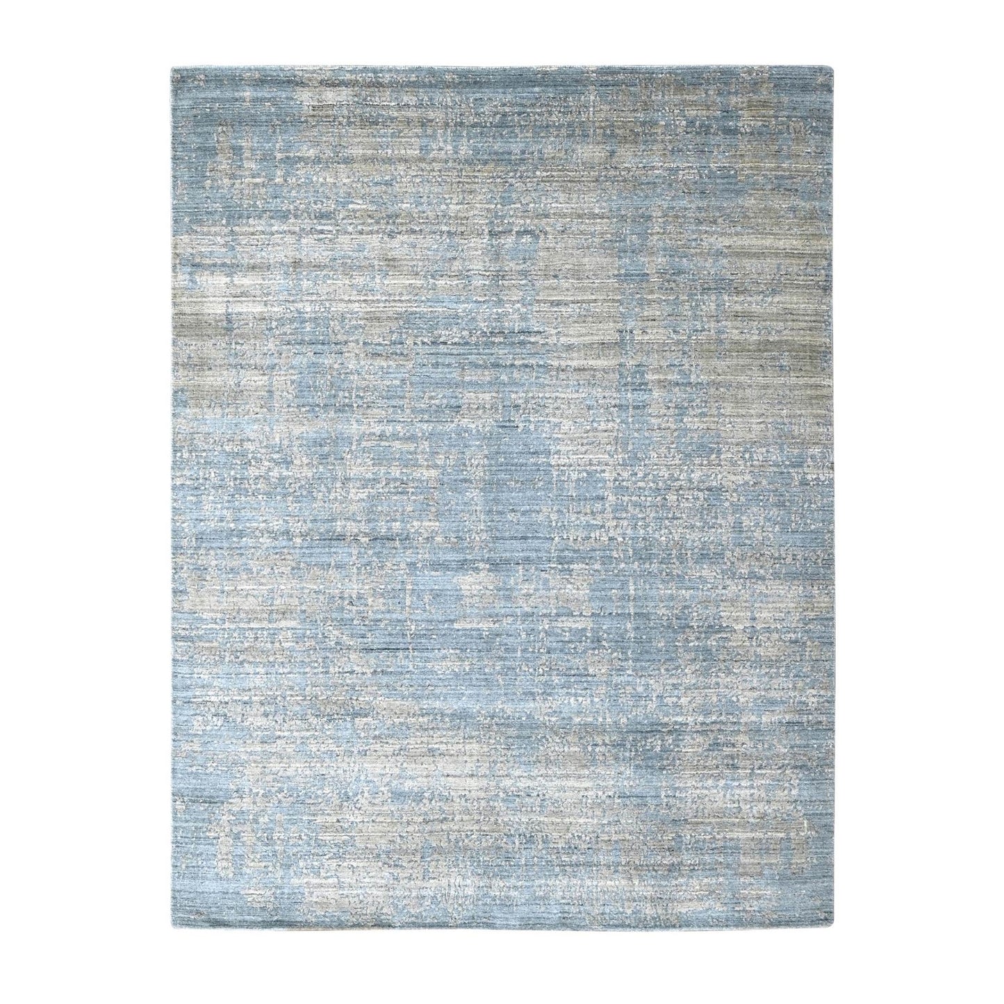 8'X10' Marengo Gray Modern Design Hand Loomed Wool And Bamboo Silk Rug