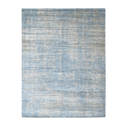 8'X10' Marengo Gray Modern Design Hand Loomed Wool And Bamboo Silk Rug