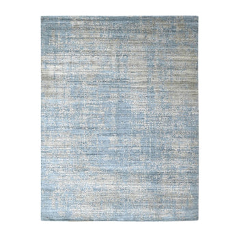 8'X10' Marengo Gray Modern Design Hand Loomed Wool And Bamboo Silk Rug