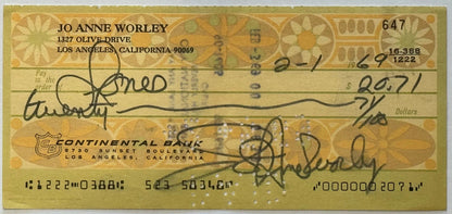 1969 Jo Anne Worley Autographed Check February 1