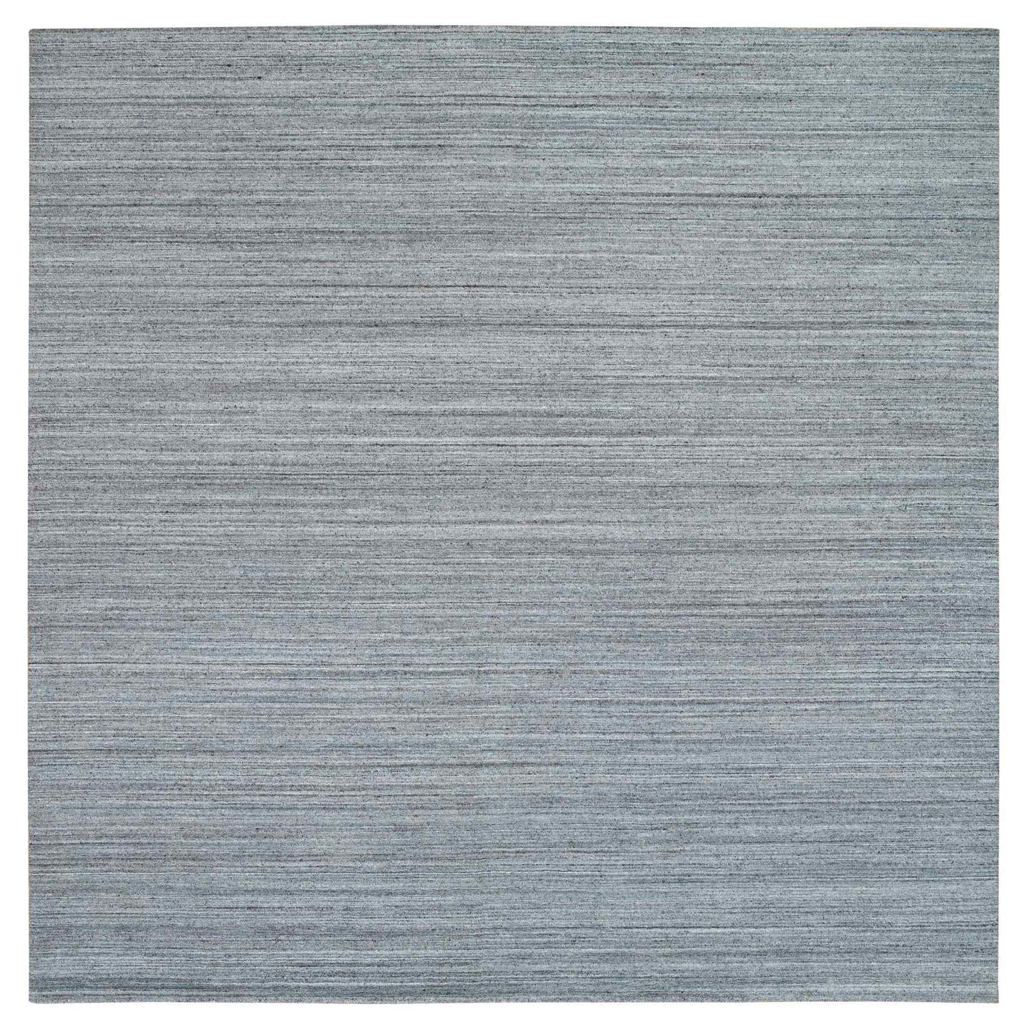 12'X12' Gray Wool Hand Loomed Modern Striae Design Square Oriental Rug