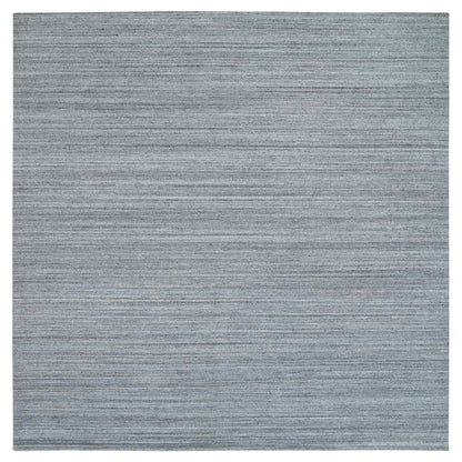 12'X12' Gray Wool Hand Loomed Modern Striae Design Square Oriental Rug