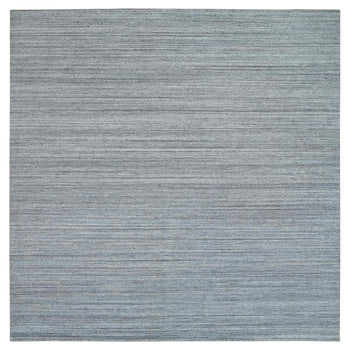 12'X12' Gray Wool Hand Loomed Modern Striae Design Square Oriental Rug
