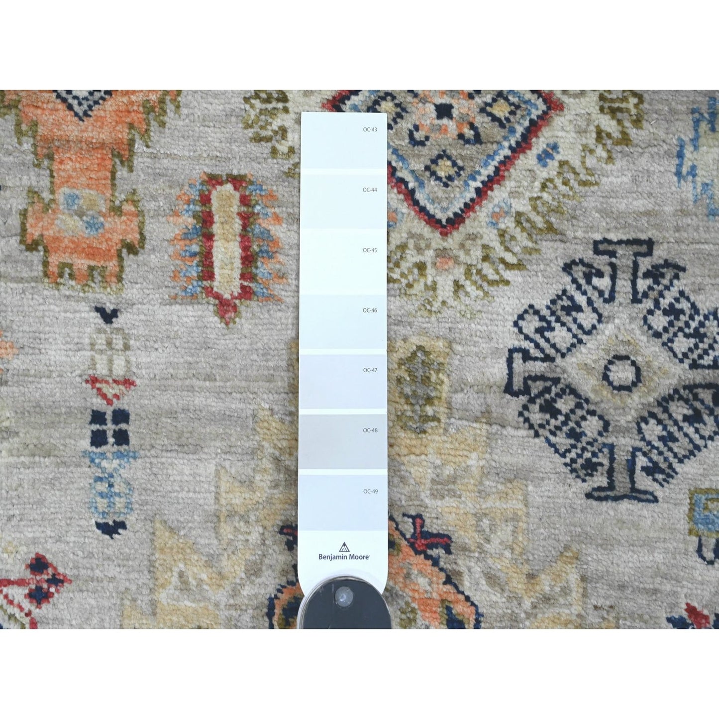 2'7"X9'8" White Aryana Caucasian Gul Motifs Wool Hand Knotted Runner Rug