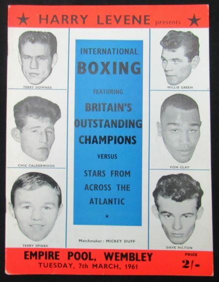 1961 Terry Downes Vs. Willie Green Boxing Program
