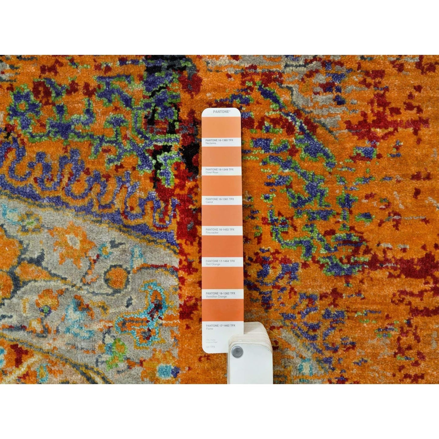 4'1"X6' Orange Ancient Ottoman Erased Design Ghazni Wool Hand Knotted Rug