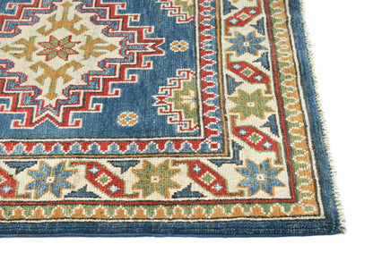 Kazak Oriental Runner Rug Tribal Geometric