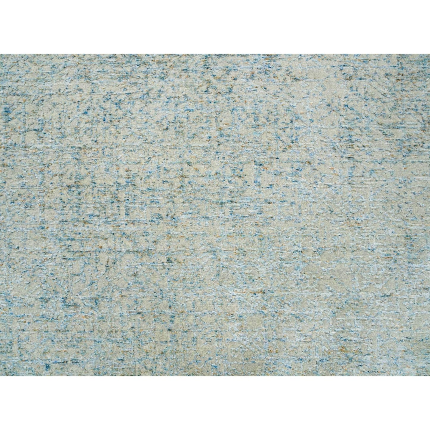 11'10"X11'10" Gray Wool And Silk Modern Jacquard Hand Loomed Round Rug