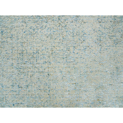 11'10"X11'10" Gray Wool And Silk Modern Jacquard Hand Loomed Round Rug