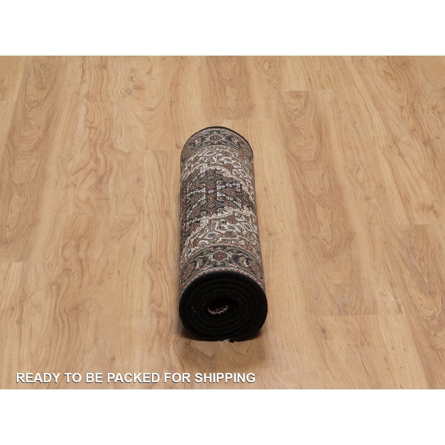 2'5"X6'7" Black Hand Knotted Rug Tebraz Mahi With Medallion Design Wool