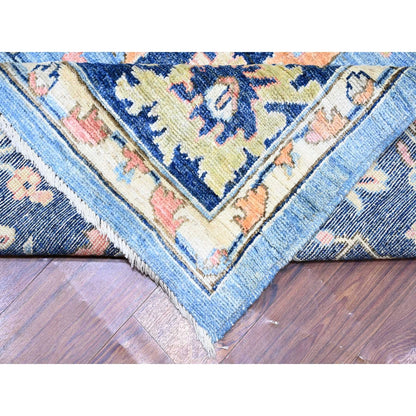 9'9"X13'5" Glaucous Blue Wool Afghan Angora Oushak Wool Hand Knotted Rug