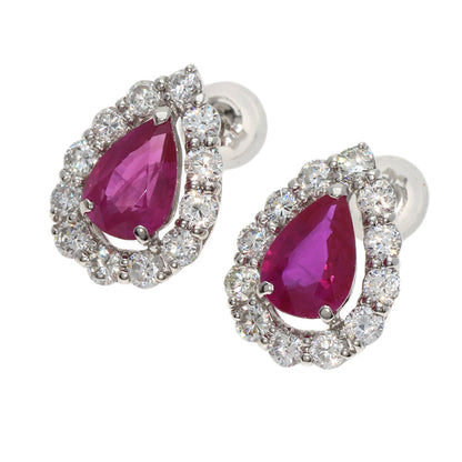 1.12Ct Ruby Diamond Earring Platinum Pt950 Pt900