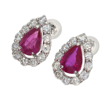 1.12Ct Ruby Diamond Earring Platinum Pt950 Pt900