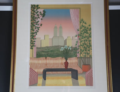 Fanch Ledan (France) - Skyscrapers Original Lithograph Signed Framed Limited 150