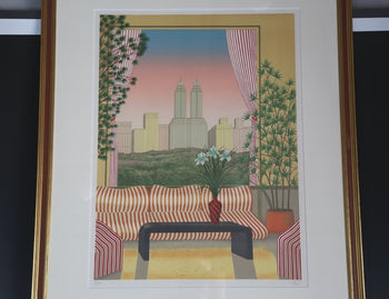 Fanch Ledan (France) - Skyscrapers Original Lithograph Signed Framed Limited 150