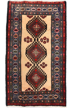 2X4 ft Vintage Geometric Style Oriental Rug Small
