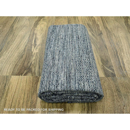 8'2"X10' Blue Hand Knotted Rug Pure Wool Oxidized Grass Design Oriental