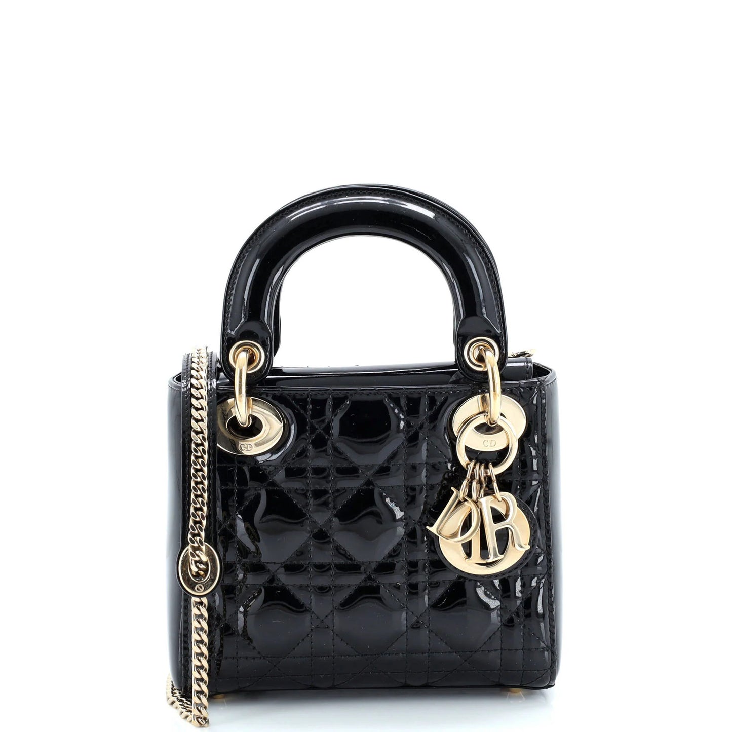 Christian Dior Lady Dior Chain Bag Cannage Quilt Patent Mini