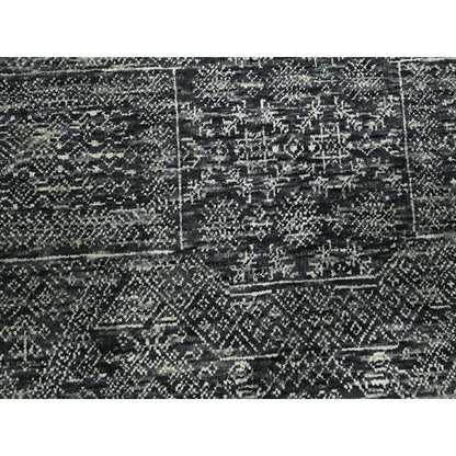 Rug 7'10"x10' Gray Intricate Geometric Design Wool and Silk Hand Knotted