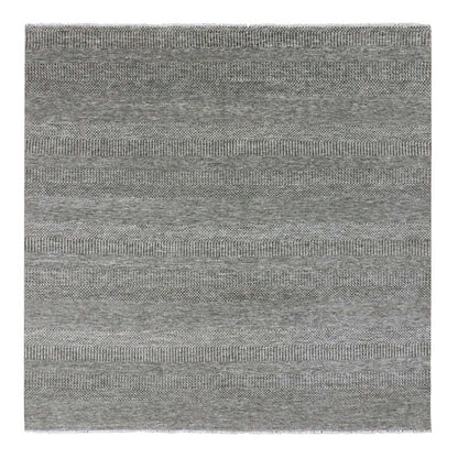 8'1"X8'2" Harbor Gray Undyed Wool Grass Design Square Hand Knotted Rug