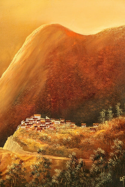 Oil painting Original Saliendo 1999 Pazmio Cruz Inti de Alaus