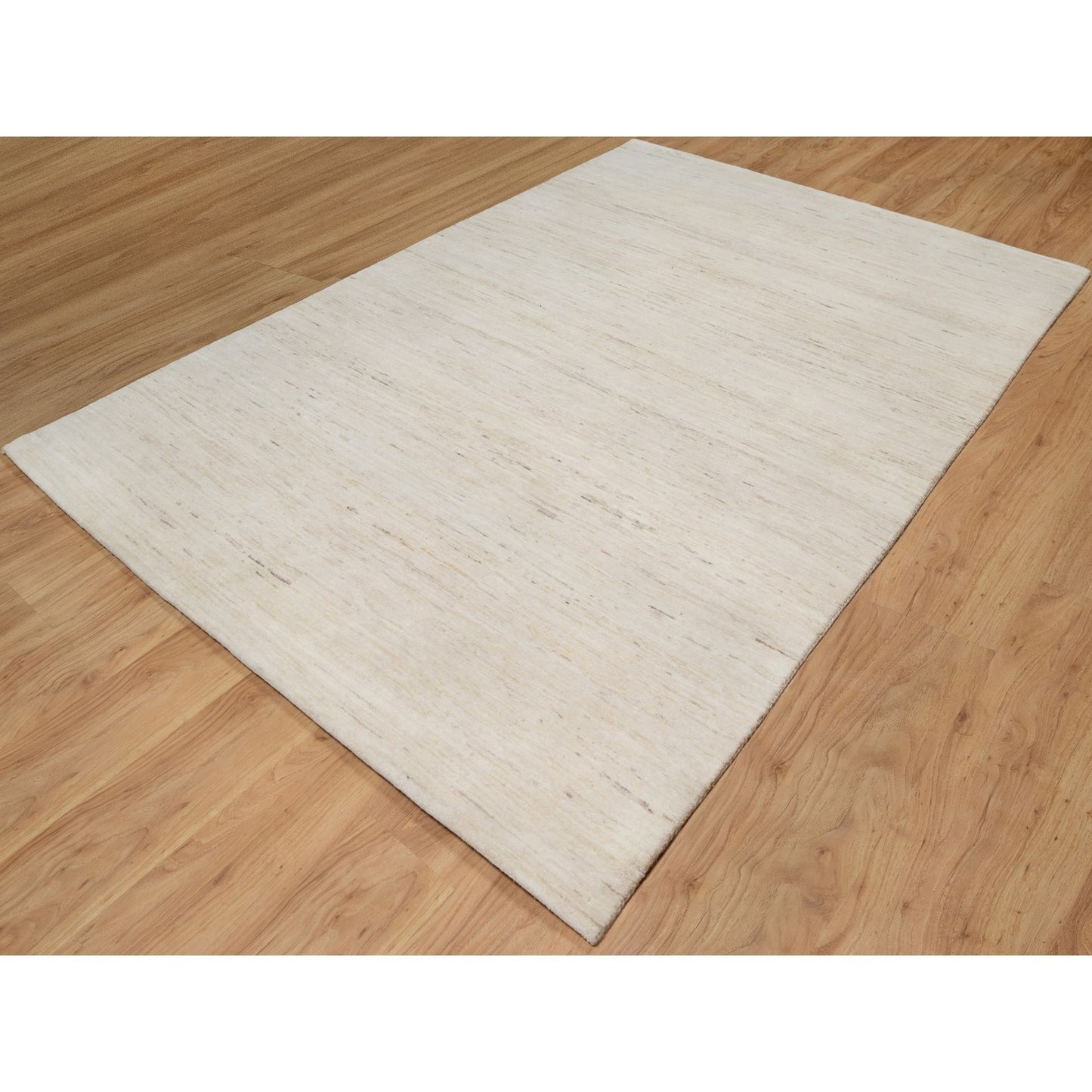 6'1"X9' White Hand Knotted Lori Buft Gabbeh Modern Design 100% Wool Rug