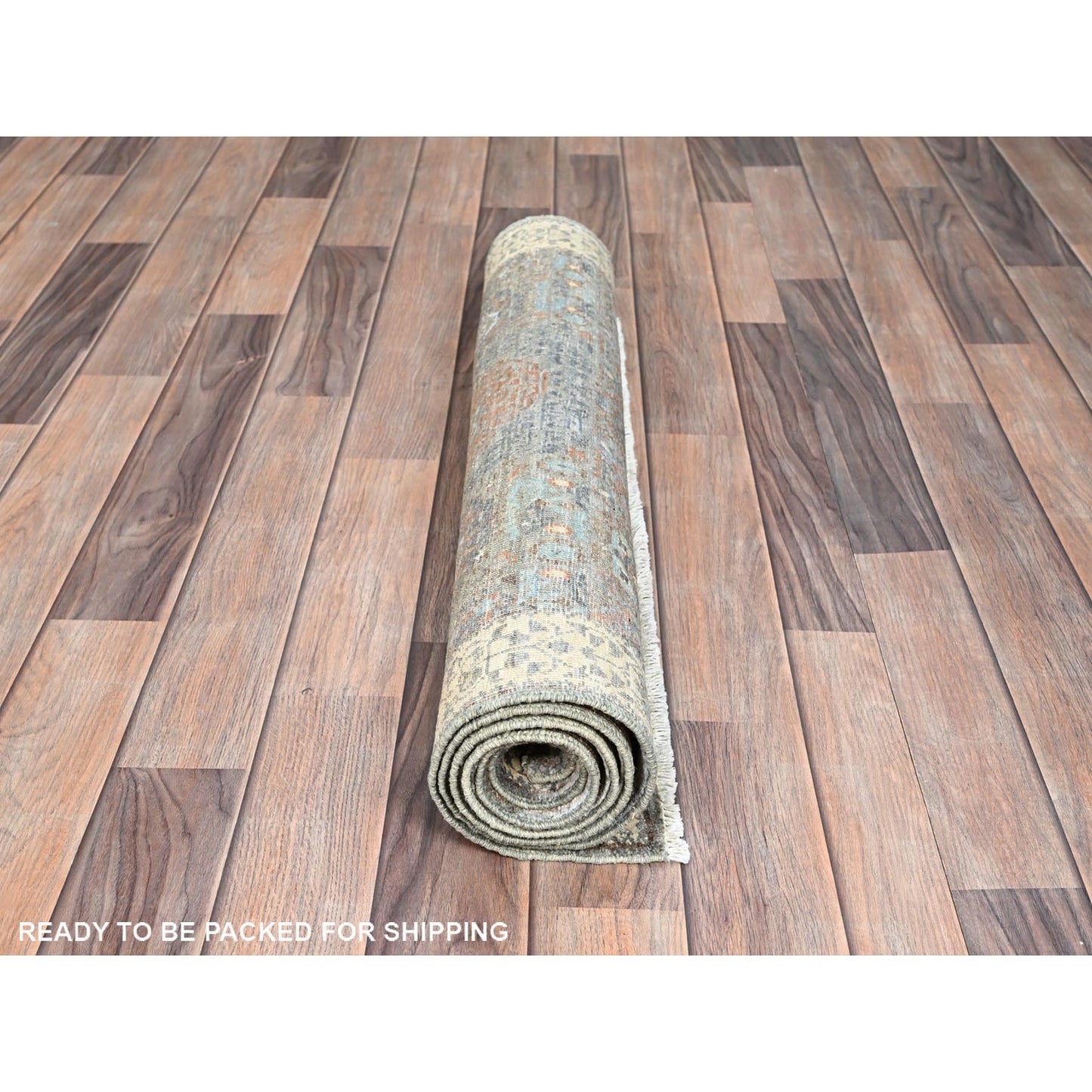 2'8"X5'8" Gray Mamluk Dynasty Hand Knotted All Wool Runner Oriental Rug