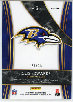 Gus Edwards Autographed 2019 Panini Select Prizm