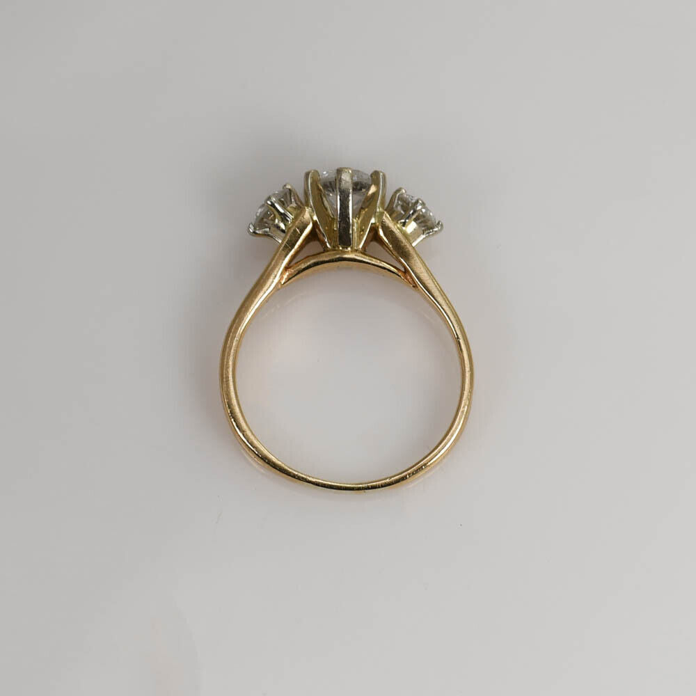 14K Yellow Gold 3 Diamond Ring, .85Tdw, 3.3G