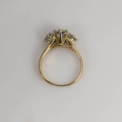 14K Yellow Gold 3 Diamond Ring, .85Tdw, 3.3G
