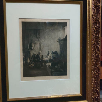 Ferdinand Schmutzer Signed Original Etching -Die Unterhaltung 1897 Edamer Hospiz