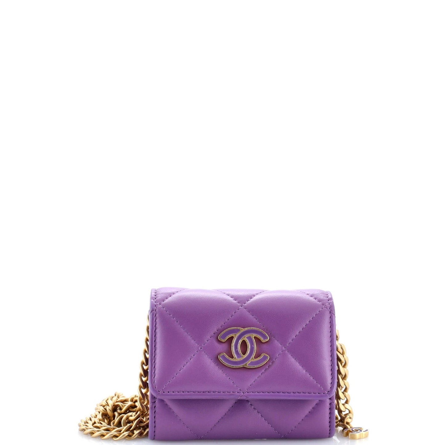 Chanel Pending Cc Card Holder On Chain Quilted Lambskin