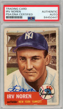 Irv Noren Autographed 1952 Topps Card (Psa)
