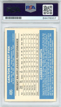 Carlton Fisk Autographed 1982 Donruss Card (Psa)