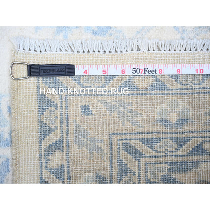 2'10"X9'7" Old Wood Ivory Finer Peshawar Wool Hand Knotted Oriental Rug