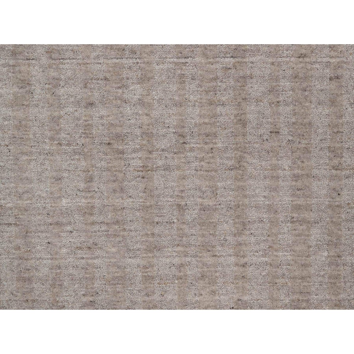 9'X12' Light Brown Vertical Stripes Design Natural Wool Hand Loomed Rug