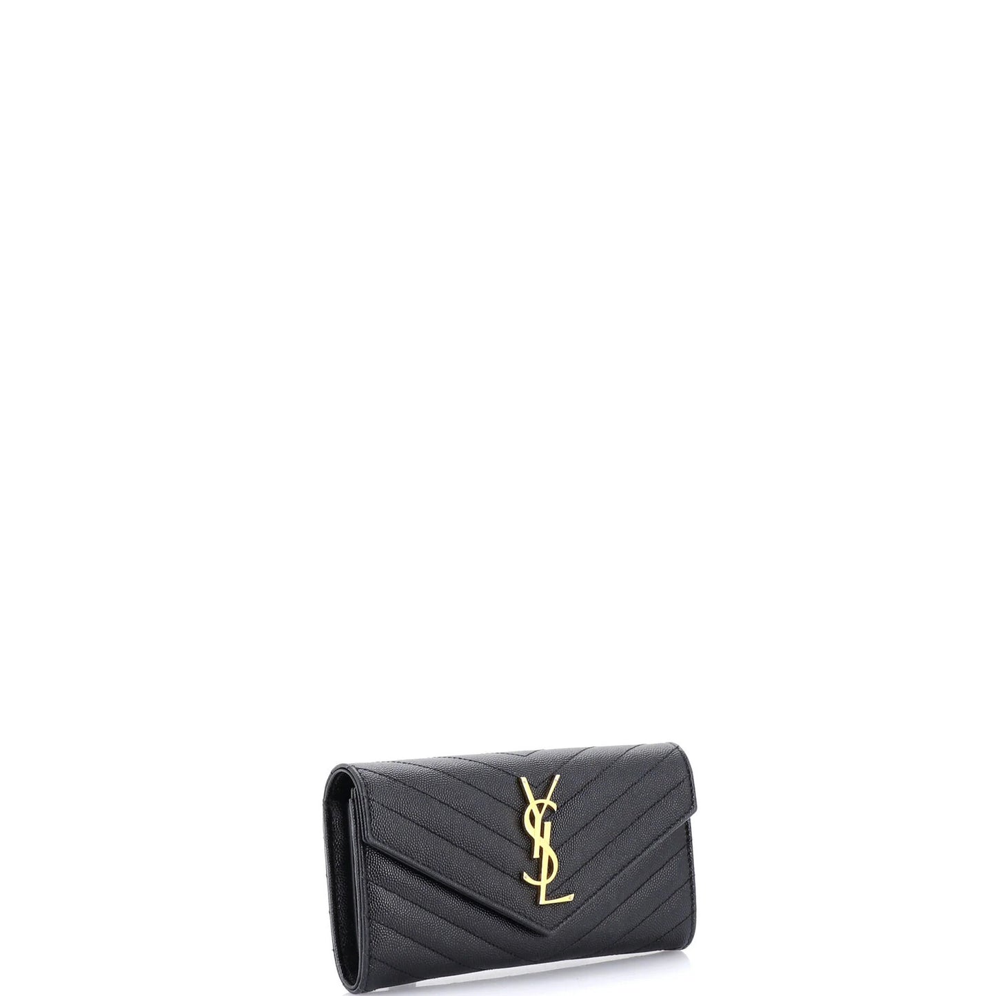 Saint Laurent Classic Monogram Flap Wallet Matelasse Chevron Leather Large