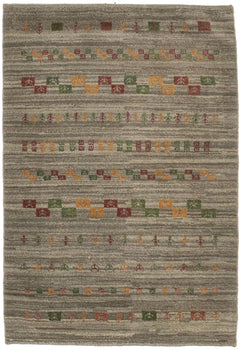 3'3X4'9 Ft Handmade Wool Gabbeh Oriental Rug