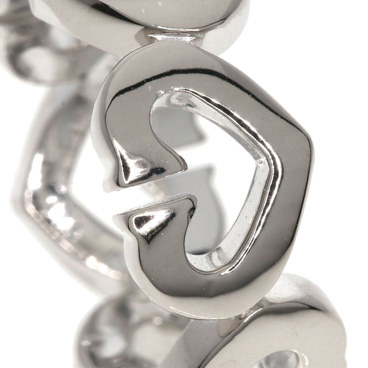 CARTIER   Ring C Heart Diamond # 48 K18 White Gold
