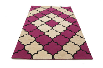 Contemporary Fuchsia Trellis 5X8 Hand-Tufted